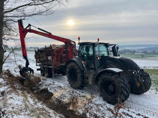 Stammholztransport mit Rückewagen